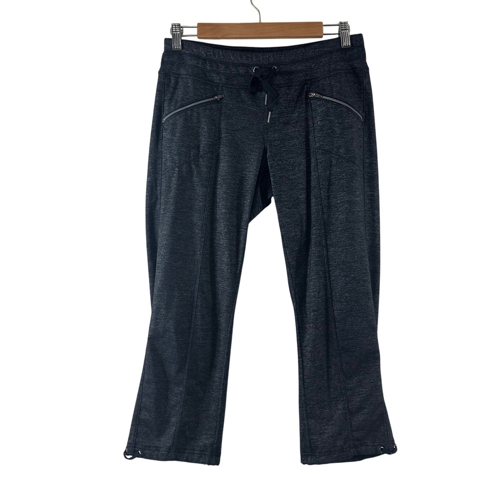 Athleta Womens Charcoal Gray Heathered Cropped Yoga Pants Capri Drawstring Small